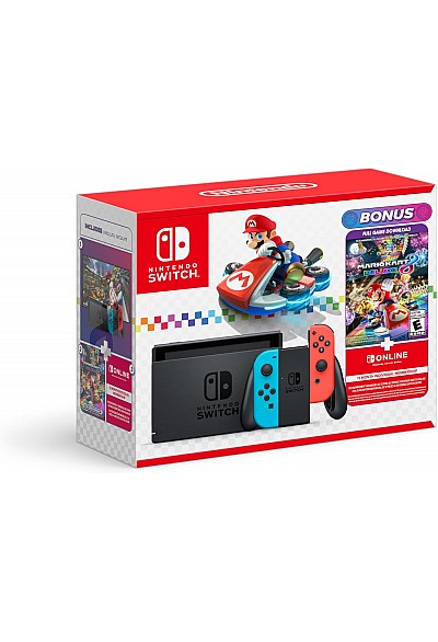 Console Nintendo Switch Mario Kart 8 Bundle + Abonnement 12 Mois En Ligne - Joy-Con Rouge Et Bleu