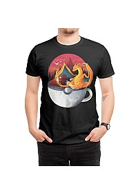 T-Shirt Threadless - Coffeemon Fire (Noir)