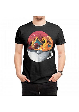 T-Shirt Threadless - Coffeemon Fire (Noir)